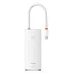 <span>USB хъб</span> Baseus WKQX040002 Lite Series 5 в 1, USB-C към 3x USB 3.0 / USB-C / HDMI, мултифункционален - бял <span class='catalog-num-in-name'>WKQX040002</span> - 