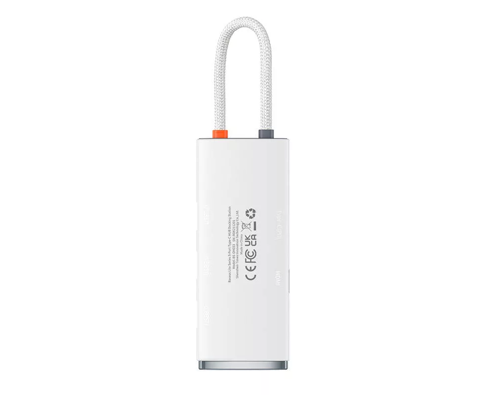 USB хъб Baseus WKQX040002 Lite Series 5 в 1, USB-C към 3x USB 3.0 / USB-C / HDMI, мултифункционален - бял 6