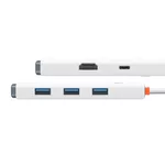 USB хъб Baseus WKQX040002 Lite Series 5 в 1, USB-C към 3x USB 3.0 / USB-C / HDMI, мултифункционален - бял 4