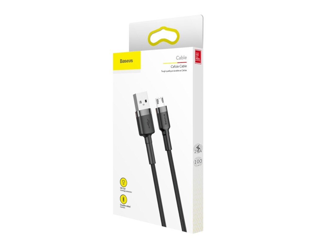 Кабел Кабел Baseus Cafule USB-A към Micro USB QC3.0 2.4A 1м CAMKLF-BG1 - черен/сив 9
