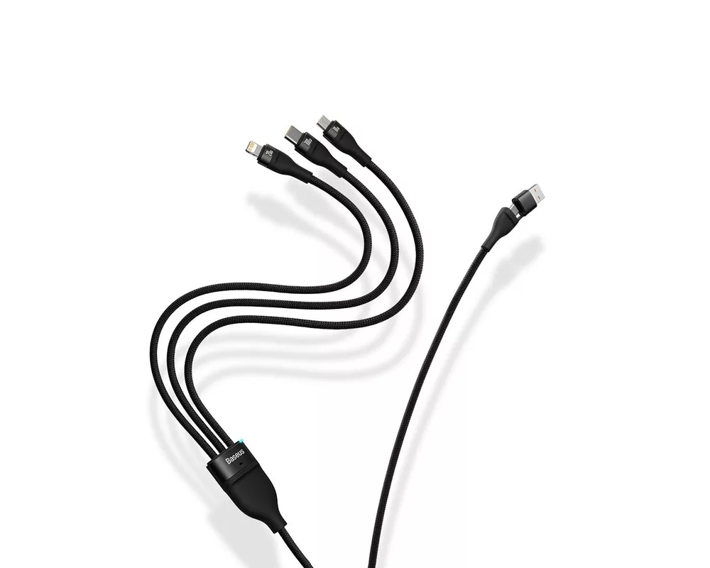 Кабел Baseus Flash Series II USB Type C / USB Type A - USB Type C / Lightning / micro USB 100 W 1.2 м CASS030101 - черен 7