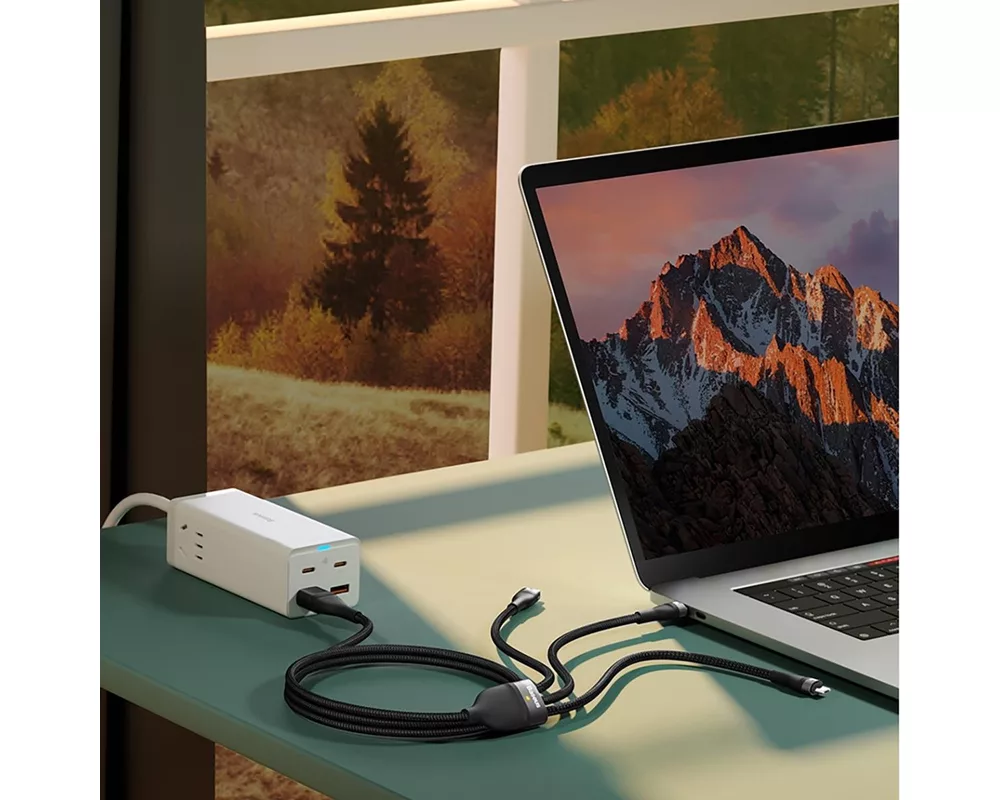 Кабел Baseus Flash Series II USB Type C / USB Type A - USB Type C / Lightning / micro USB 100 W 1.2 м CASS030101 - черен 9