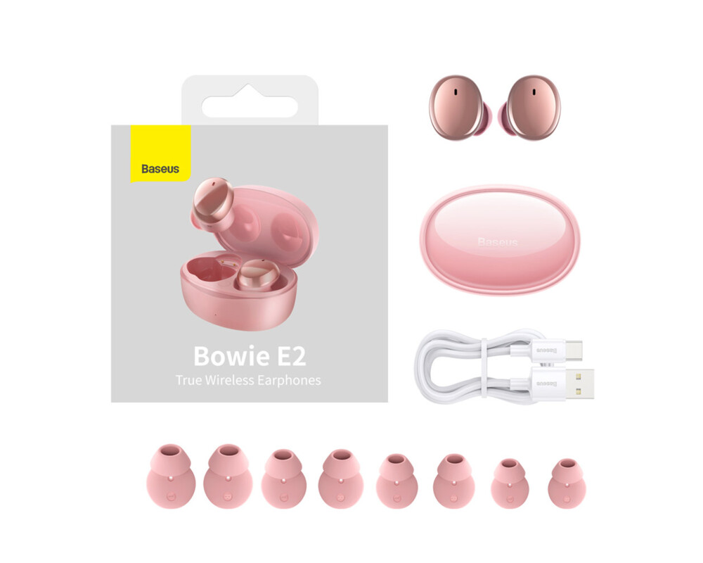 Слушалки Безжични водоустойчиви Baseus TWS Bowie E2 NGTW090004 IP55 - розови 9