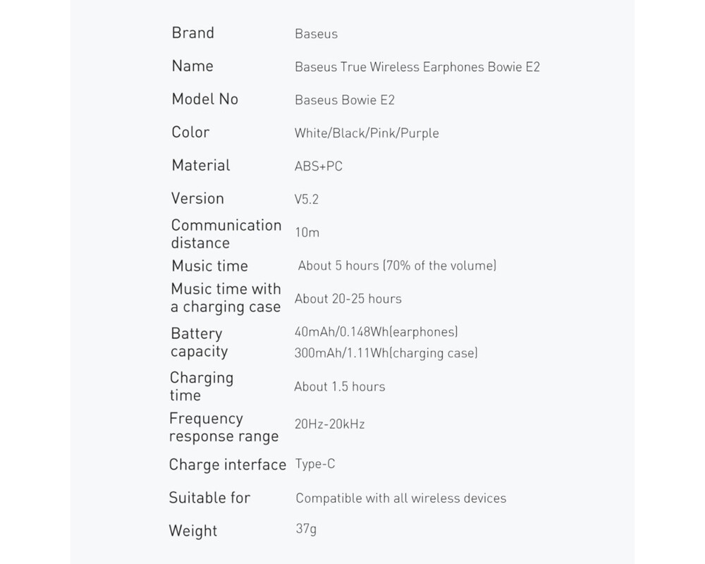 Слушалки Безжични водоустойчиви Baseus TWS Bowie E2 NGTW090004 IP55 - розови 14