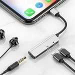 Адаптери Адаптер Baseus L52  Lightning към Mini Jack 3.5mm и 2x Lightning - сребрист 5