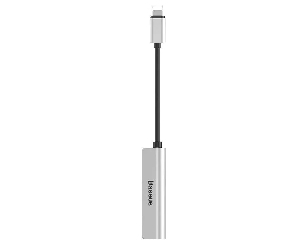 Адаптери Адаптер Baseus L52  Lightning към Mini Jack 3.5mm и 2x Lightning - сребрист 2