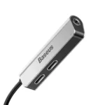 Адаптери Адаптер Baseus L52  Lightning към Mini Jack 3.5mm и 2x Lightning - сребрист 3