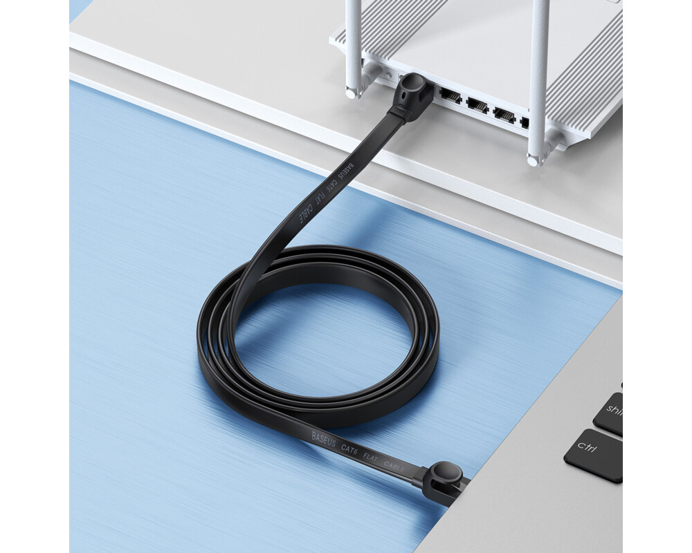 Мрежов кабел Baseus WKJS000201 high Speed Cat6 32AWG Gigabit network cable (flat cable) 10м - черен 9