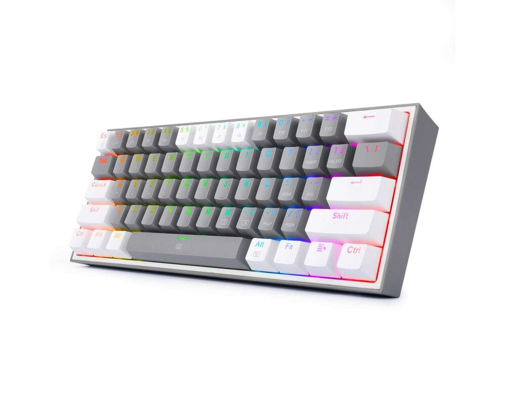 Клавиатура RGB Механична геймърска клавиатура Redragon Fizz K617-RGB-GW сиво/бяло 9