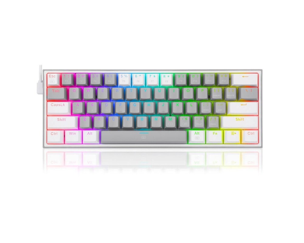 Клавиатура RGB Механична геймърска клавиатура Redragon Fizz K617-RGB-GW сиво/бяло 8