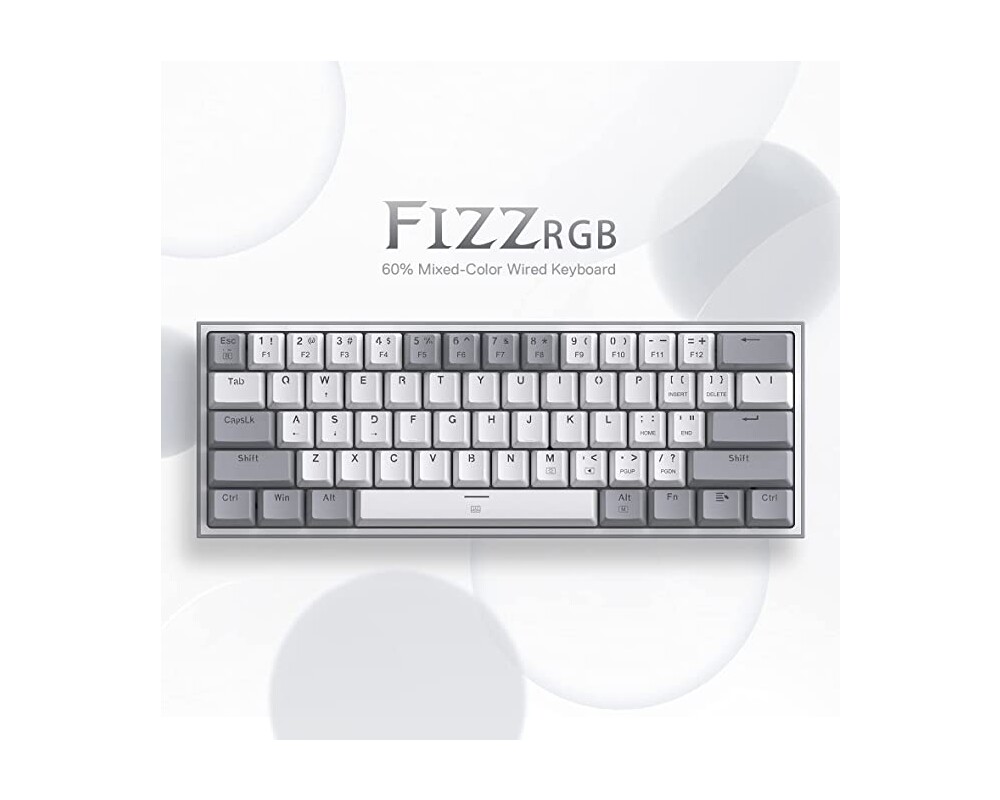 Клавиатура RGB Механична геймърска клавиатура Redragon Fizz K617-RGB-GW сиво/бяло 3