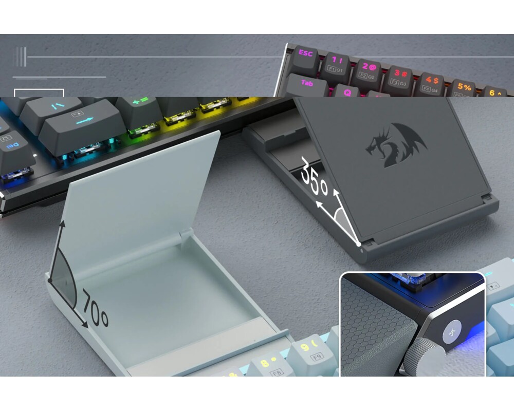 Клавиатура RGB гейминг клавиатура Redragon Shaco PRO K641G-GW-RGB-PRO_RD Red Switch - сиво/бяло 13