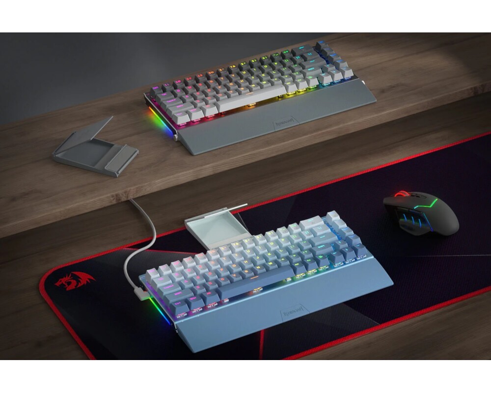 Клавиатура RGB гейминг клавиатура Redragon Shaco PRO K641G-GW-RGB-PRO_RD Red Switch - сиво/бяло 10