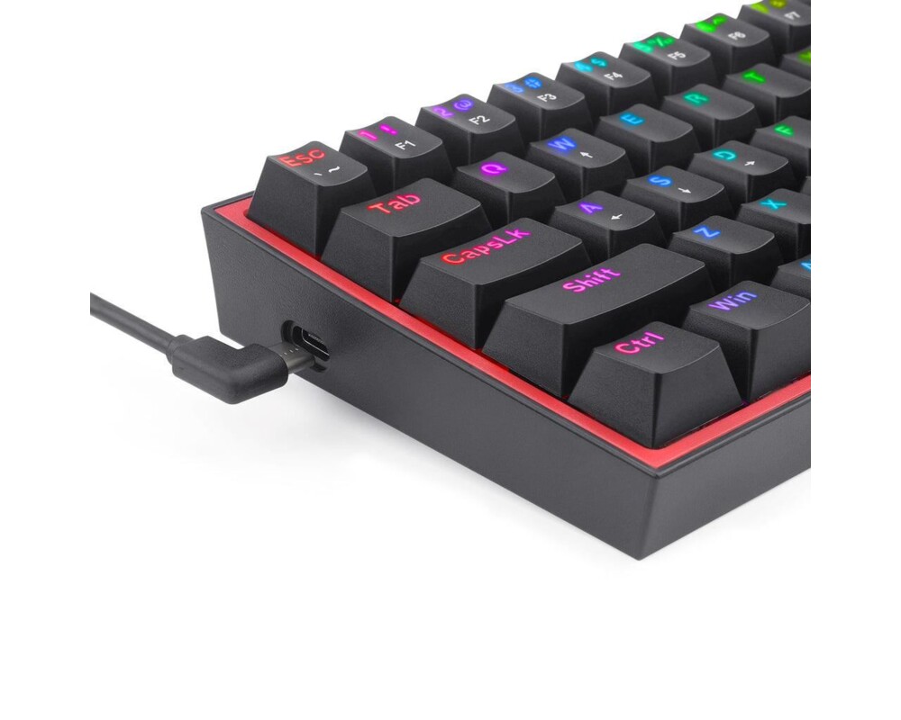 Клавиатура Механична геймърска клавиатура Redragon Fizz K617-RGB_RD RGB черна 7