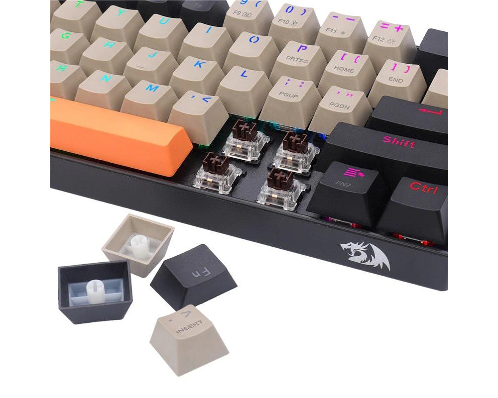 Клавиатура Bluetooth/USB Type-C механична RGB клавиатура Redragon K530-OG-GY-BK-RGB-PRO_BR Draconic PRO Brown Switch - оранжев/сив/черен 5