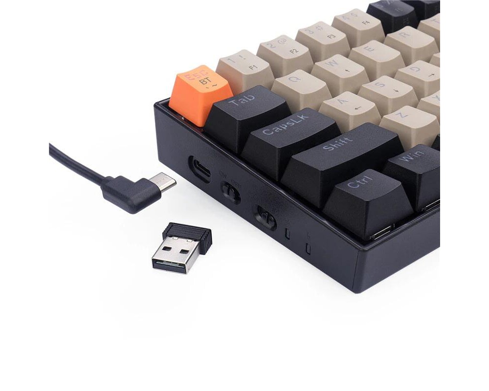 Клавиатура Bluetooth/USB Type-C механична RGB клавиатура Redragon K530-OG-GY-BK-RGB-PRO_BR Draconic PRO Brown Switch - оранжев/сив/черен 6