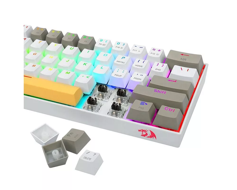 Клавиатура Bluetooth/USB Type-C механична RGB клавиатура Redragon K530-YL-WT-GY-RGB-PRO_BR Draconic PRO Brown Switch - жълт/бял/сив 5