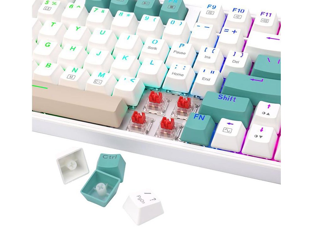 Клавиатура RGB гейминг клавиатура Redragon K643GWC-RGB-PRO_RD Veigar Red Switch - бял/сив/кремав 3