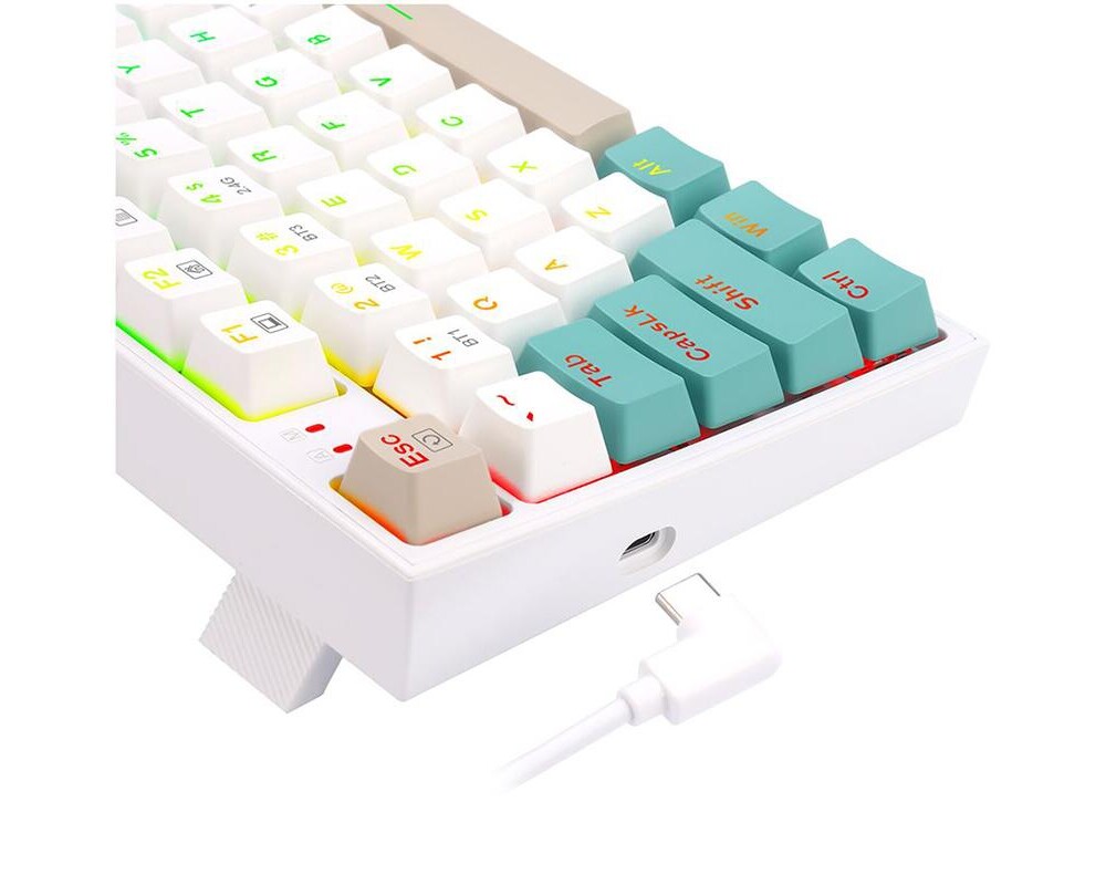 Клавиатура RGB гейминг клавиатура Redragon K643GWC-RGB-PRO_RD Veigar Red Switch - бял/сив/кремав 2