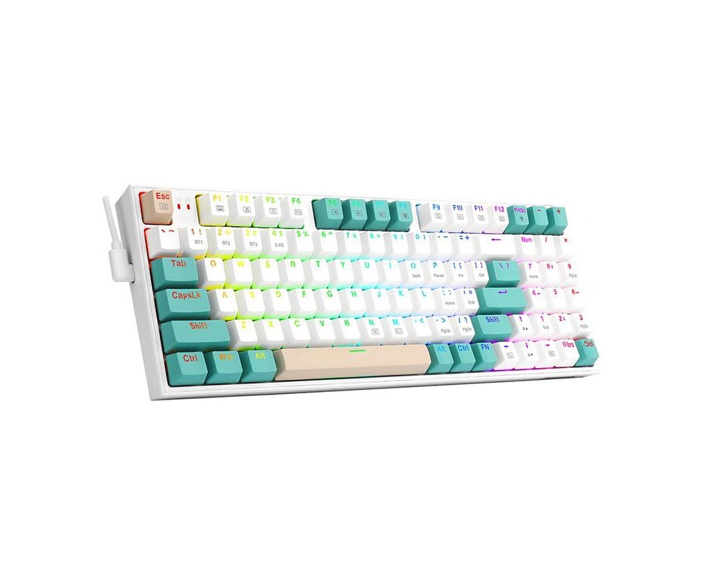 Клавиатура RGB гейминг клавиатура Redragon K643GWC-RGB-PRO_RD Veigar Red Switch - бял/сив/кремав 4