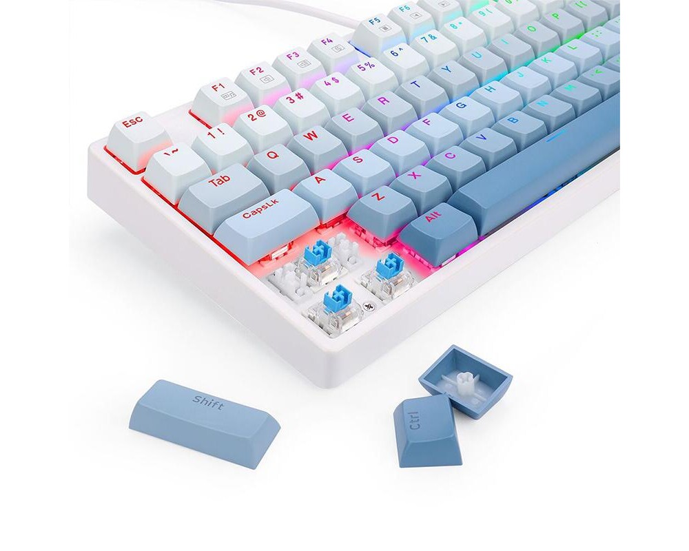 Клавиатура RGB гейминг клавиатура Redragon Cass RGB Blue Switch - бял/сив 6