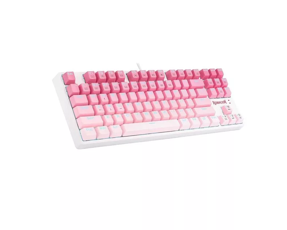 Клавиатура RGB гейминг клавиатура Redragon Cass K645W-GP-RGB_BR Brown Switch - бял/розов 2