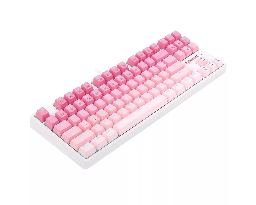 Клавиатура RGB гейминг клавиатура Redragon Cass K645W-GP-RGB_BR Brown Switch - бял/розов 3