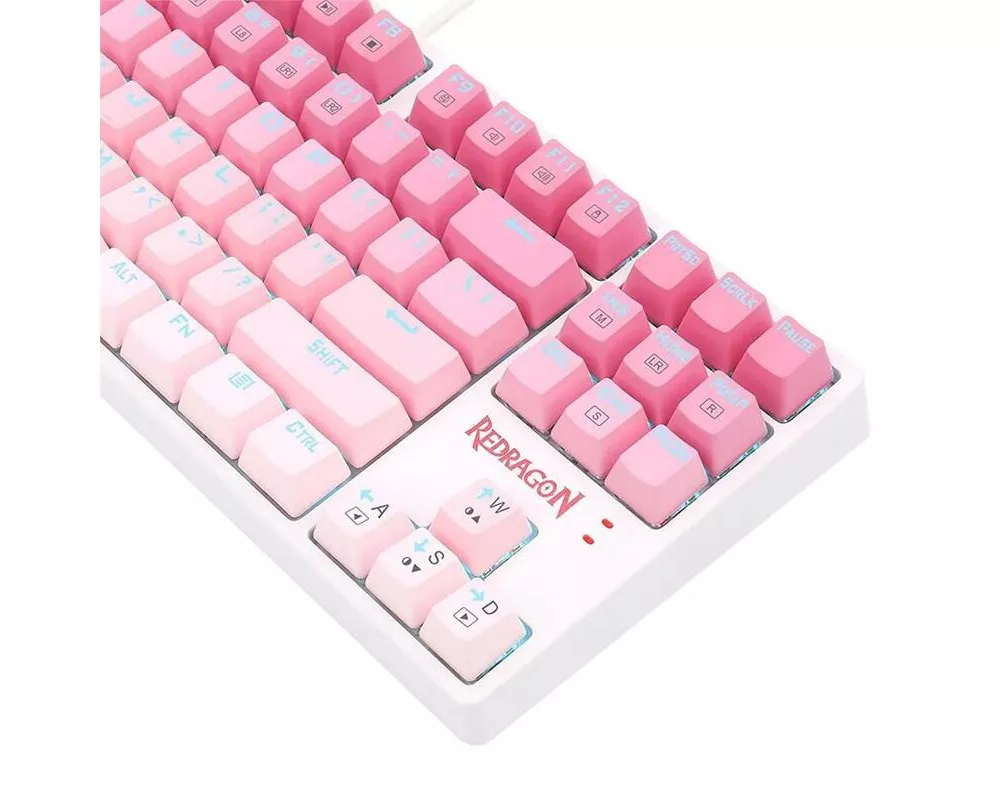 Клавиатура RGB гейминг клавиатура Redragon Cass K645W-GP-RGB_BR Brown Switch - бял/розов 6