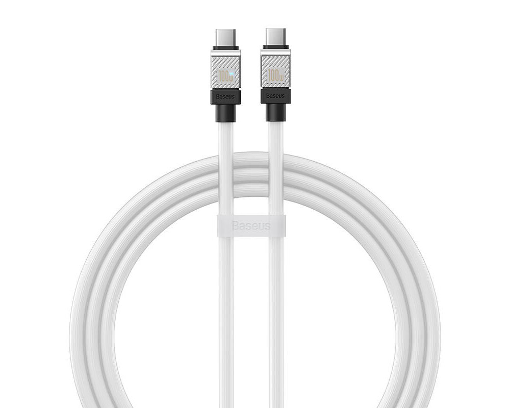 Кабел Кабел за бързо зареждане Baseus CoolPlay, USB-C към USB-C 100W, 1 м CAKW000202  - бял 2