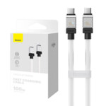 <span>Кабел</span> Кабел за бързо зареждане Baseus CoolPlay, USB-C към USB-C 100W, 1 м CAKW000202  - бял <span class='catalog-num-in-name'>CAKW000202</span> - 