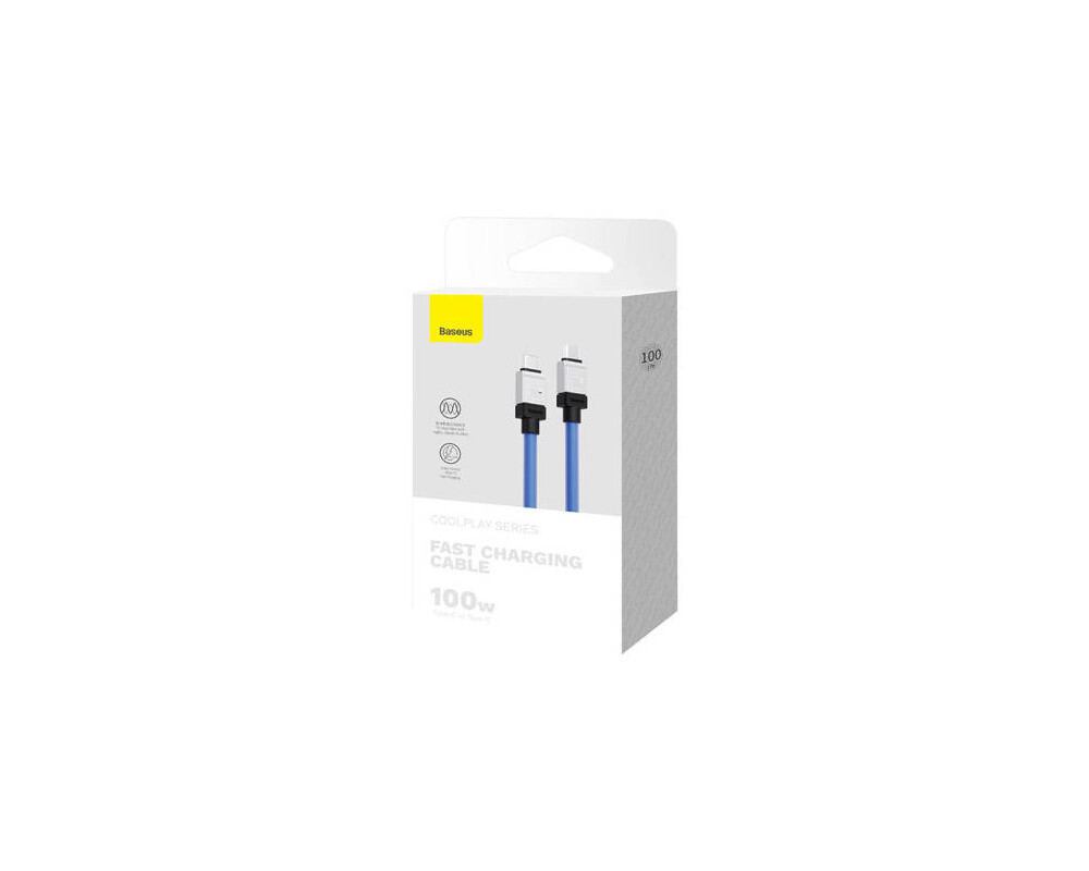 Кабел Кабел за бързо зареждане Baseus CoolPlay, USB-C към USB-C 100W, 1 м CAKW000203 - син 8