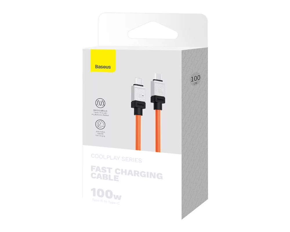 Кабел Кабел за бързо зареждане Baseus CoolPlay, USB-C към USB-C 100W, 1 м CAKW000207 - оранжев 9