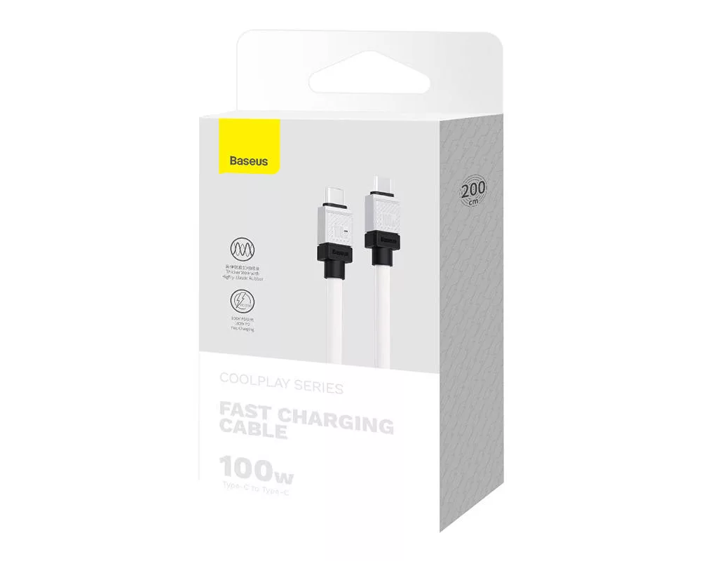Кабел Кабел за бързо зареждане Baseus CoolPlay, USB-C към USB-C 100W, 2 м CAKW000302 - бял 9
