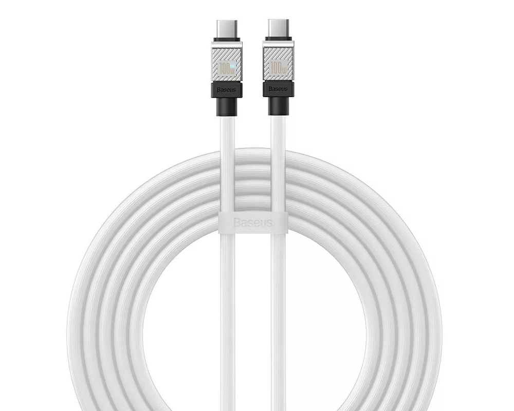 Кабел Кабел за бързо зареждане Baseus CoolPlay, USB-C към USB-C 100W, 2 м CAKW000302 - бял 2