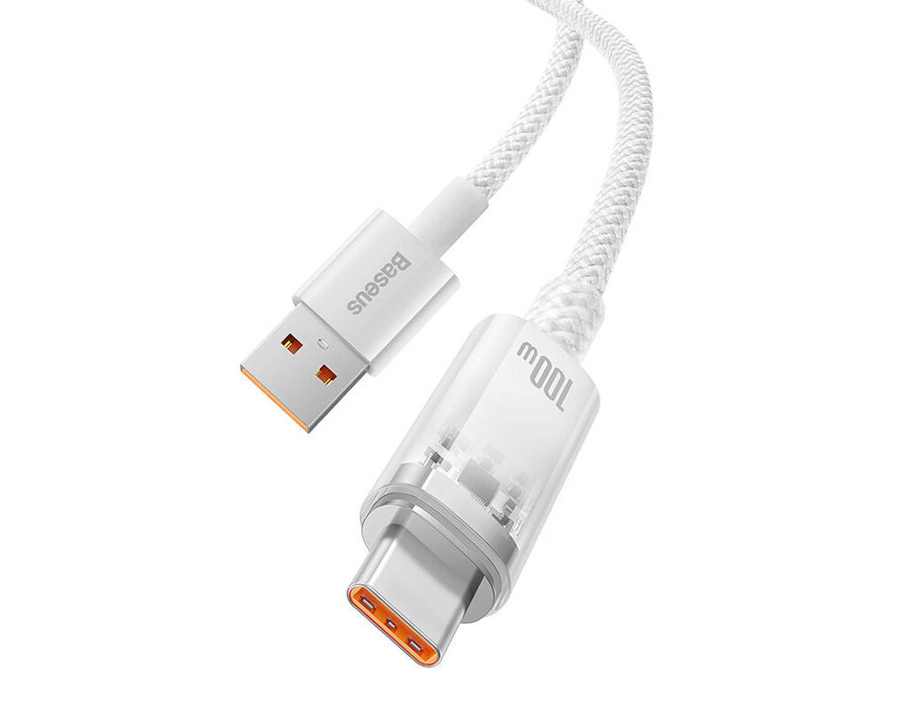 Кабел Baseus Explorer USB към USB-C 100W 1м CATS010402 - бял 5