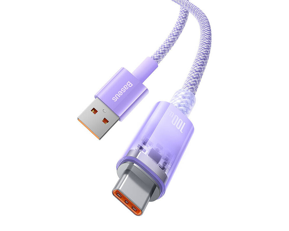 Кабел Baseus Explorer USB към USB-C 100W 1м CATS010405 - лилав 6
