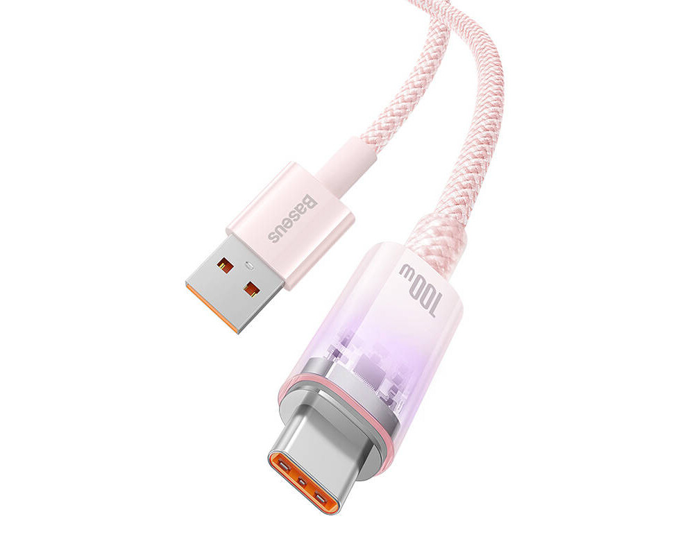 Кабел Baseus Explorer USB към USB-C 100W 2м CATS010504 - розов 8