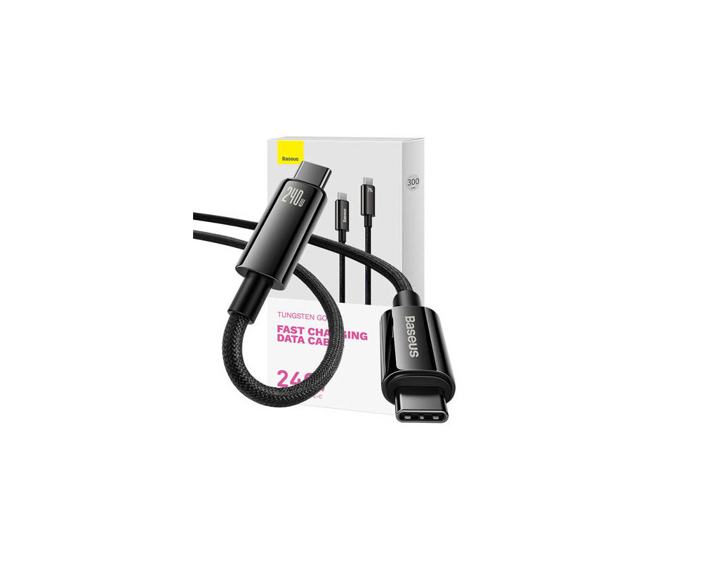 Кабел Baseus Tungsten Gold 240W USB-C към USB-C 3м CAWJ040201 - черен