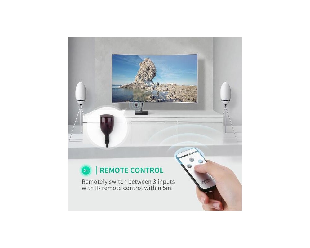 USB хъб Ugreen 40234 - 3x HDMI 3D 4K 7.5Gbps 36bit  на канал - черен 5