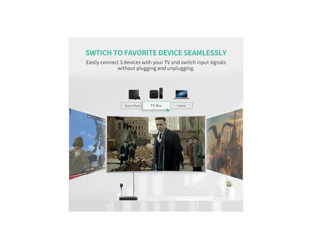 USB хъб Ugreen 40234 - 3x HDMI 3D 4K 7.5Gbps 36bit  на канал - черен 2