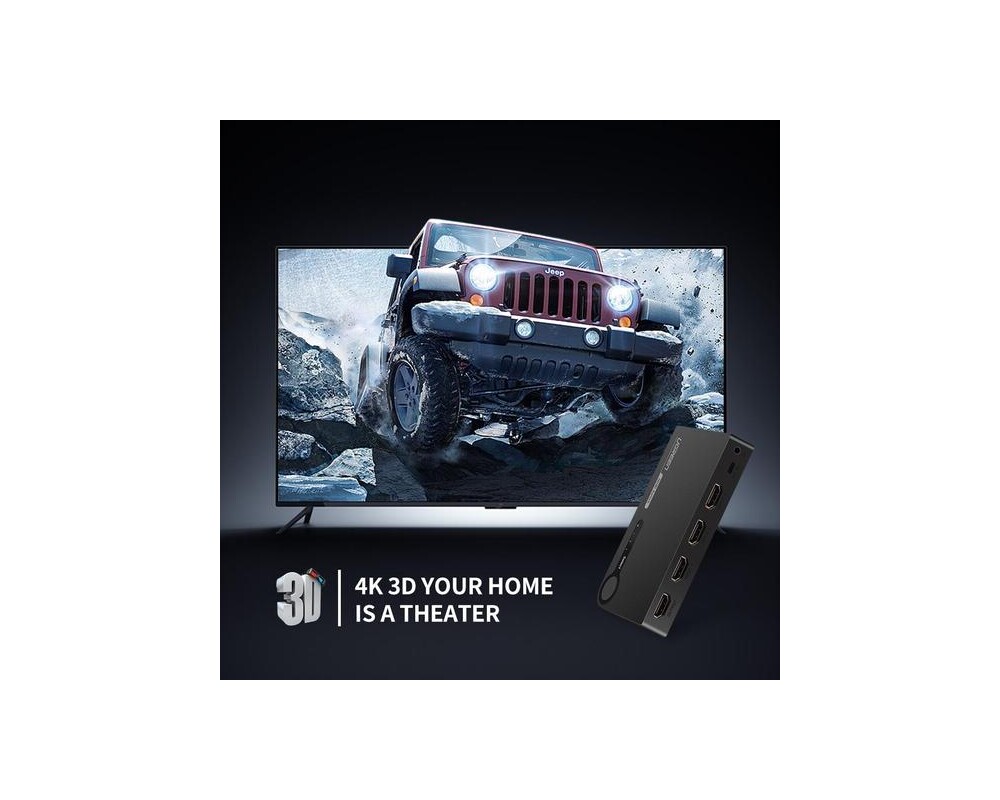 USB хъб Ugreen 40234 - 3x HDMI 3D 4K 7.5Gbps 36bit  на канал - черен 4