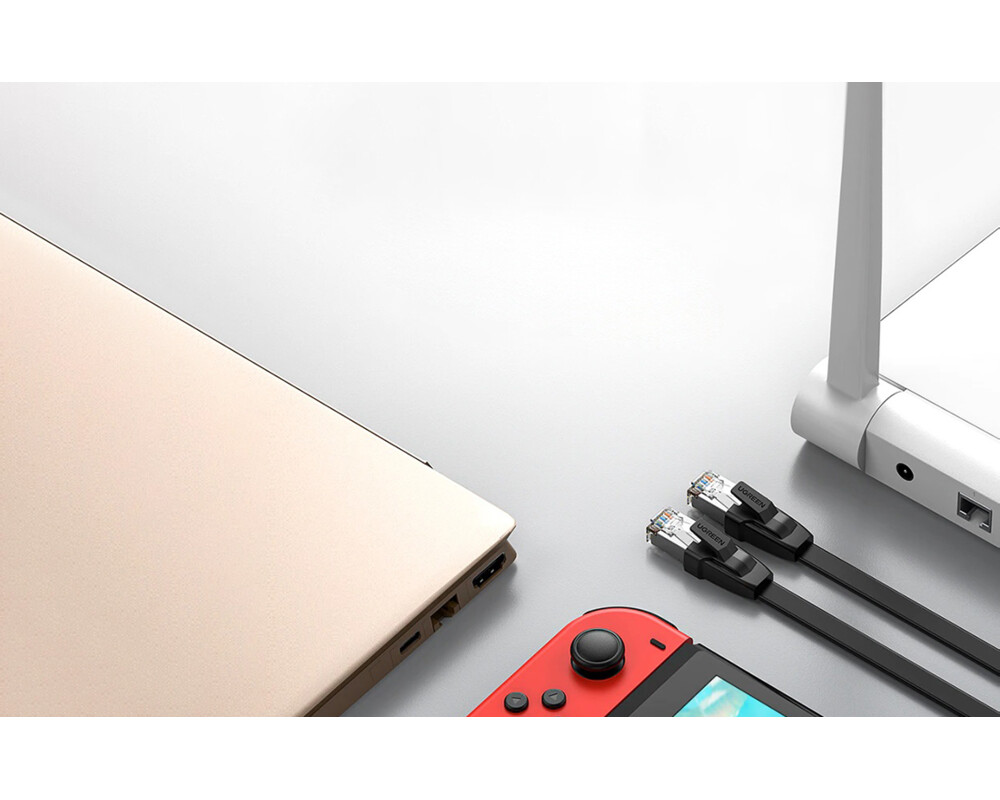 Мрежов кабел Ugreen NW134 70672 Cat 8 U/FTP плосък RJ45 Pure Copper 2м - черен 3