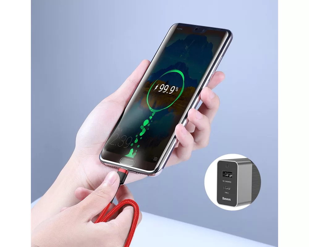 Кабел Кабел Baseus Cafule USB-C PD /USB-C PD PD2.0 60W 20V 3A QC3.0, 2м CATKLF-H91 - черен/червен 9