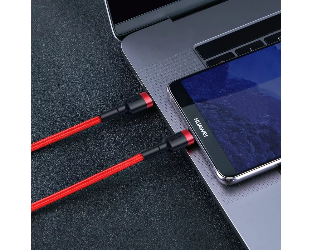 Кабел Кабел Baseus Cafule USB-C PD /USB-C PD PD2.0 60W 20V 3A QC3.0, 2м CATKLF-H91 - черен/червен 7