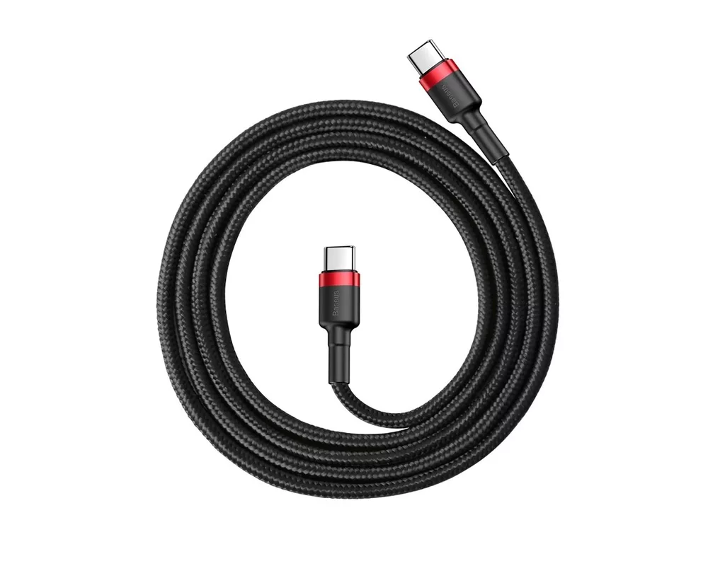 Кабел Кабел Baseus Cafule USB-C PD /USB-C PD PD2.0 60W 20V 3A QC3.0, 2м CATKLF-H91 - черен/червен 4