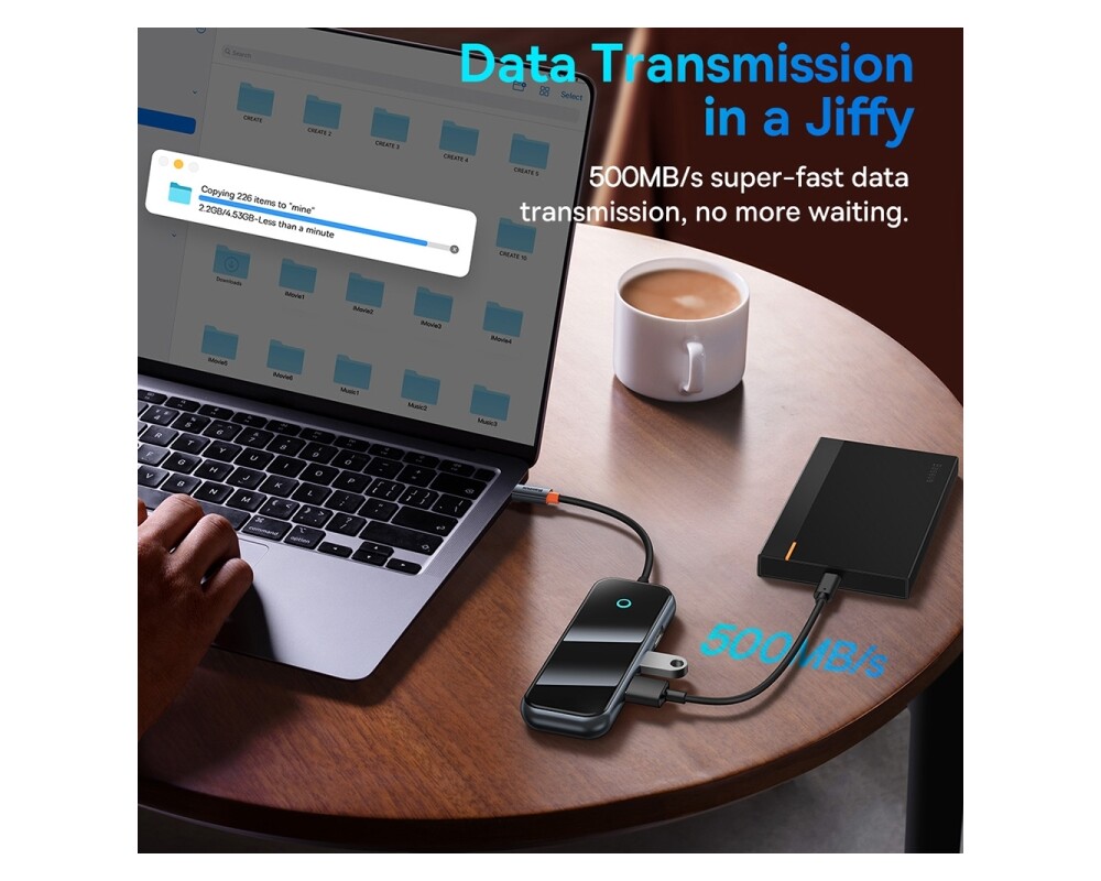 USB хъб Baseus Extreme II WKJZ010213 5 в 1 USB Type-C към USB3.0x2+USB2.0+USB Type-C+HDMI - тъмно сив 7