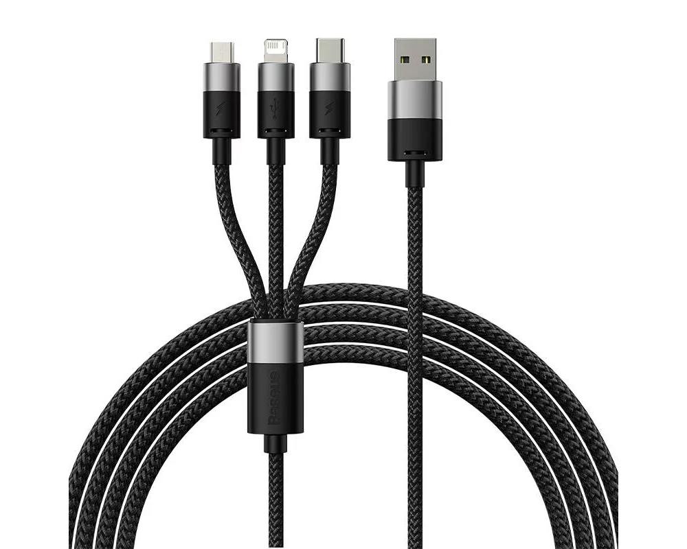Кабел Baseus StarSpeed USB към M+L+C 3.5A Fast Charging 1.2м CAXS000001 - черен 2