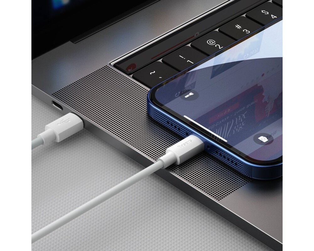 Кабел Кабел Baseus TZCATLZJ-02 USB-C към Lightning за бързо зареждане 2 броя, PD 20W, 1.5м - бял 7