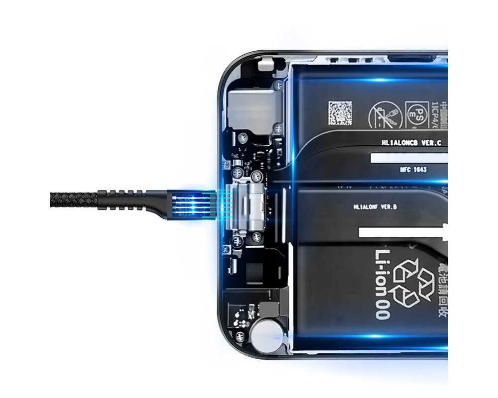 Кабел Кабел Baseus Fish Eye Spring Data Cable Type-C 2A 1м CATSR-01 - черен 6