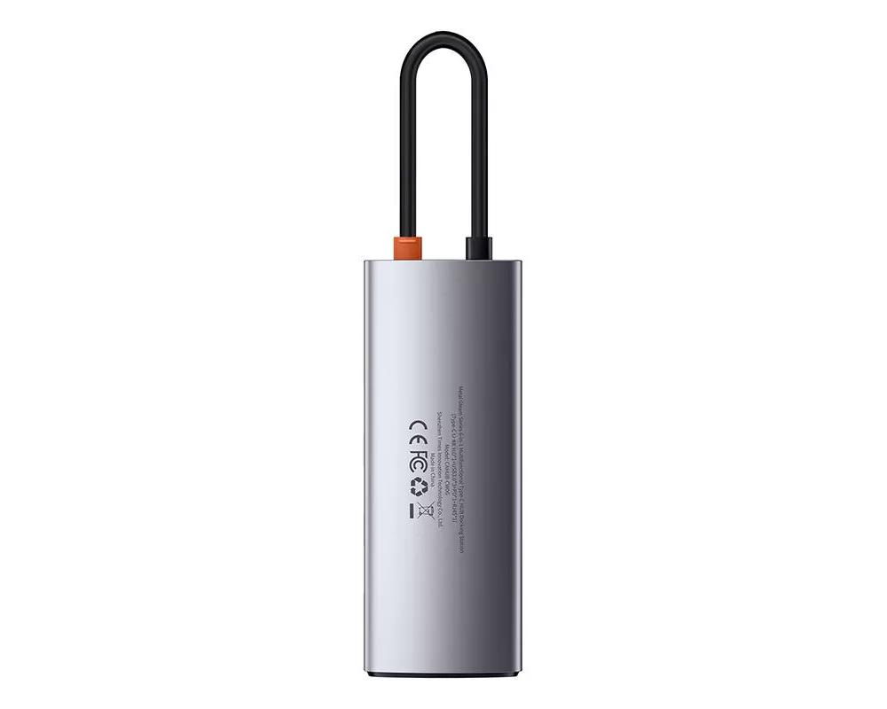 USB хъб Мултифункционален хъб Baseus Metal Gleam Series 5в1 USB-C към 3x USB 3.0 + HDMI + USB-C PD WKWG020013 - сив 5